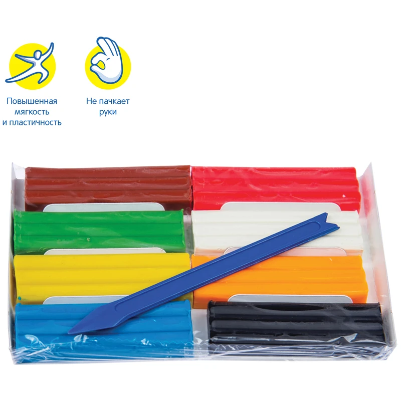 Plastilină 8 cul.120 gr.+cutit, cu ceara "Raton" / MULTI PULTI