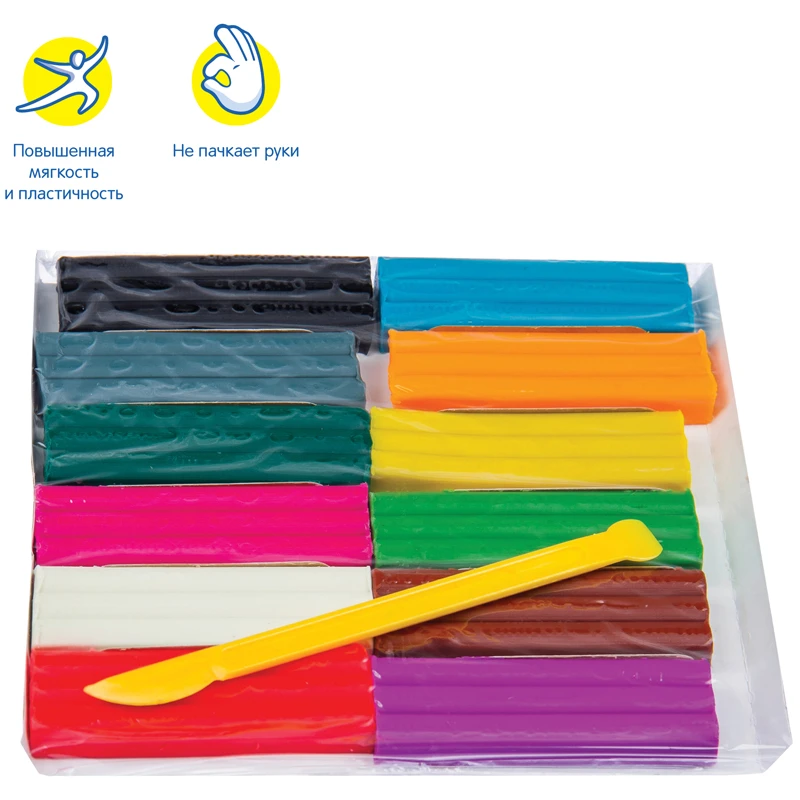 Plastilină 12 cul.180 gr. + cutit, cu ceara "Raton" / MULTI PULTI