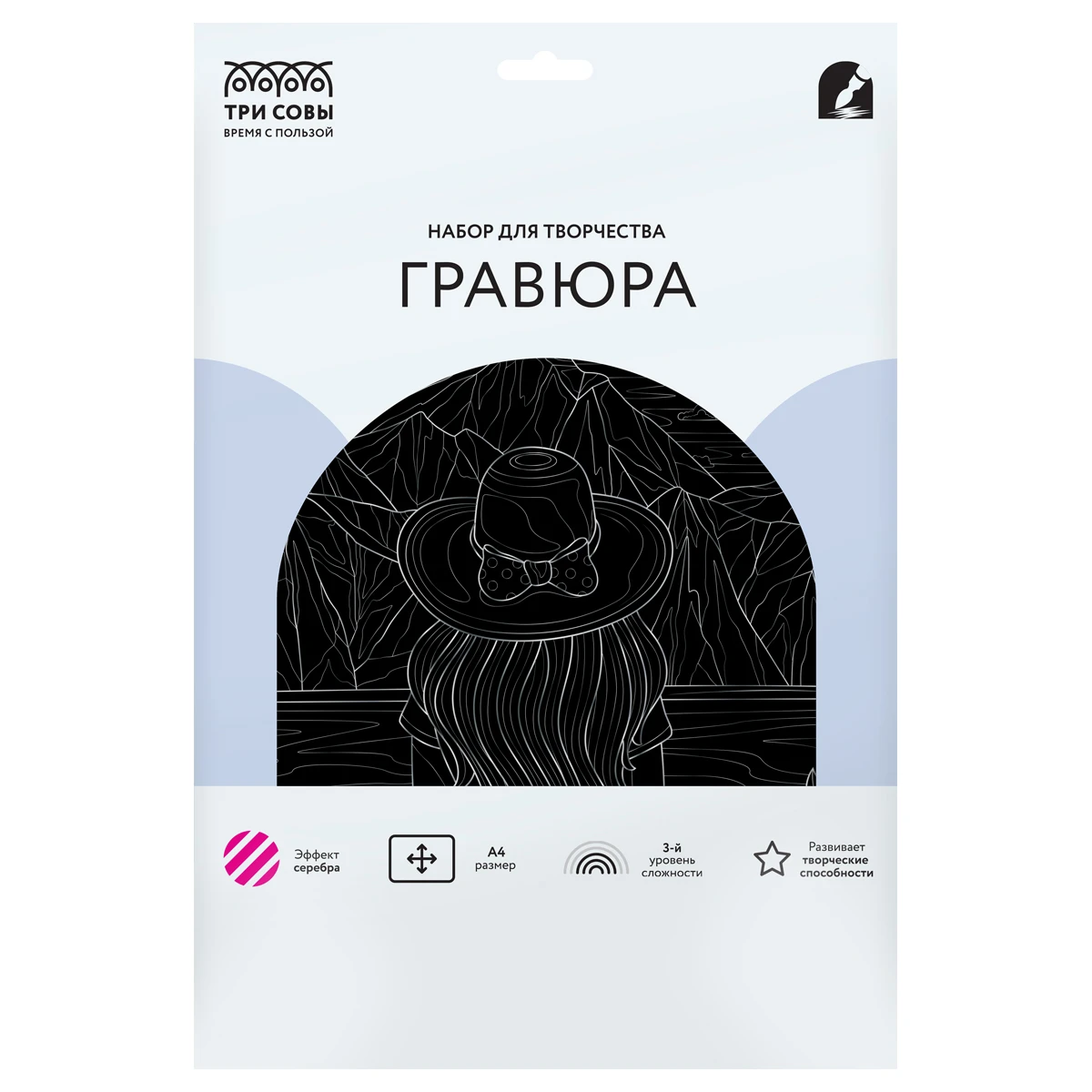 Gravura cu efect argintiu, A4, "Fetita" ТРИ СОВЫ