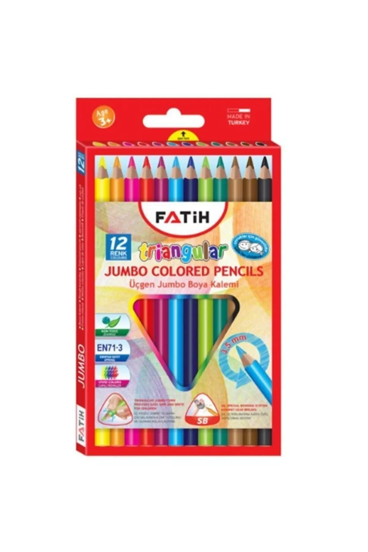 Creioane colorate 12 cul. JUMBO triangulare Fatih 33490