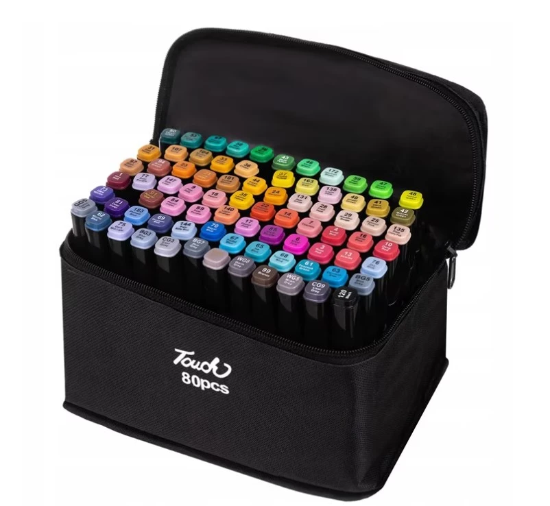 Marker varf dublu set 80 cul. textil