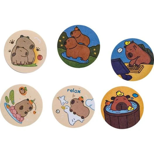 Sticker autoadeziv hartie,45x45mm ,50foi CAPYBARA