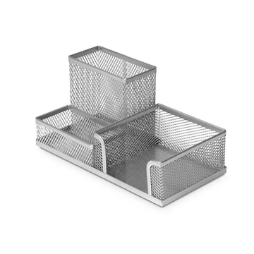 Organizator metalic pu birou (argintiu) 3 sect.