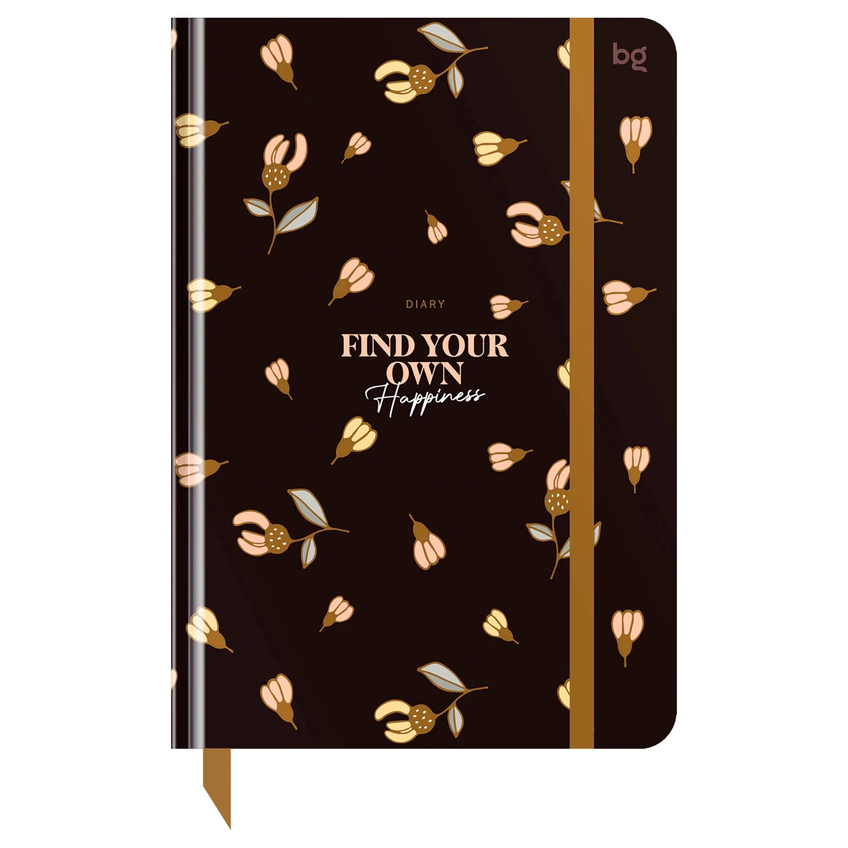 Agenda nedatata А5, 136foi,"Flowery. Black", laminare lucioasa,folie de aluminiu,BG