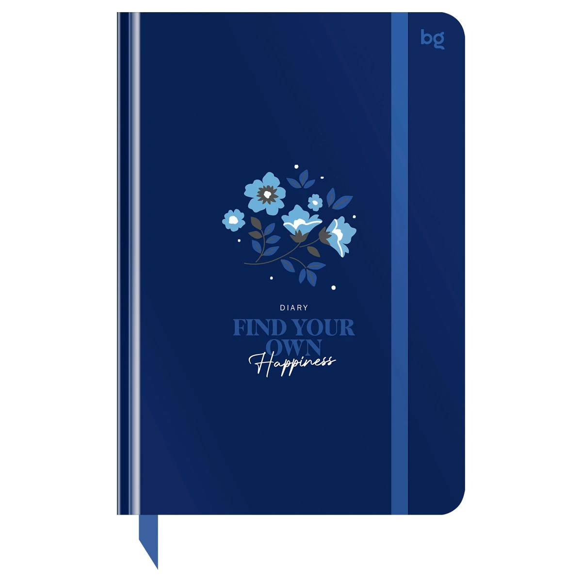 Agenda nedatata А5, 136foi,"Flowery. Blue", laminare lucioasa,folie de aluminiu,BG