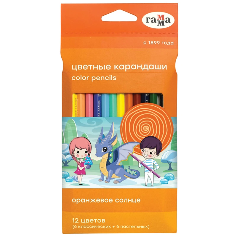 Creione colorate 12 cul.(6 clasice +6 pastel) Soare Oranj ,GAMMA