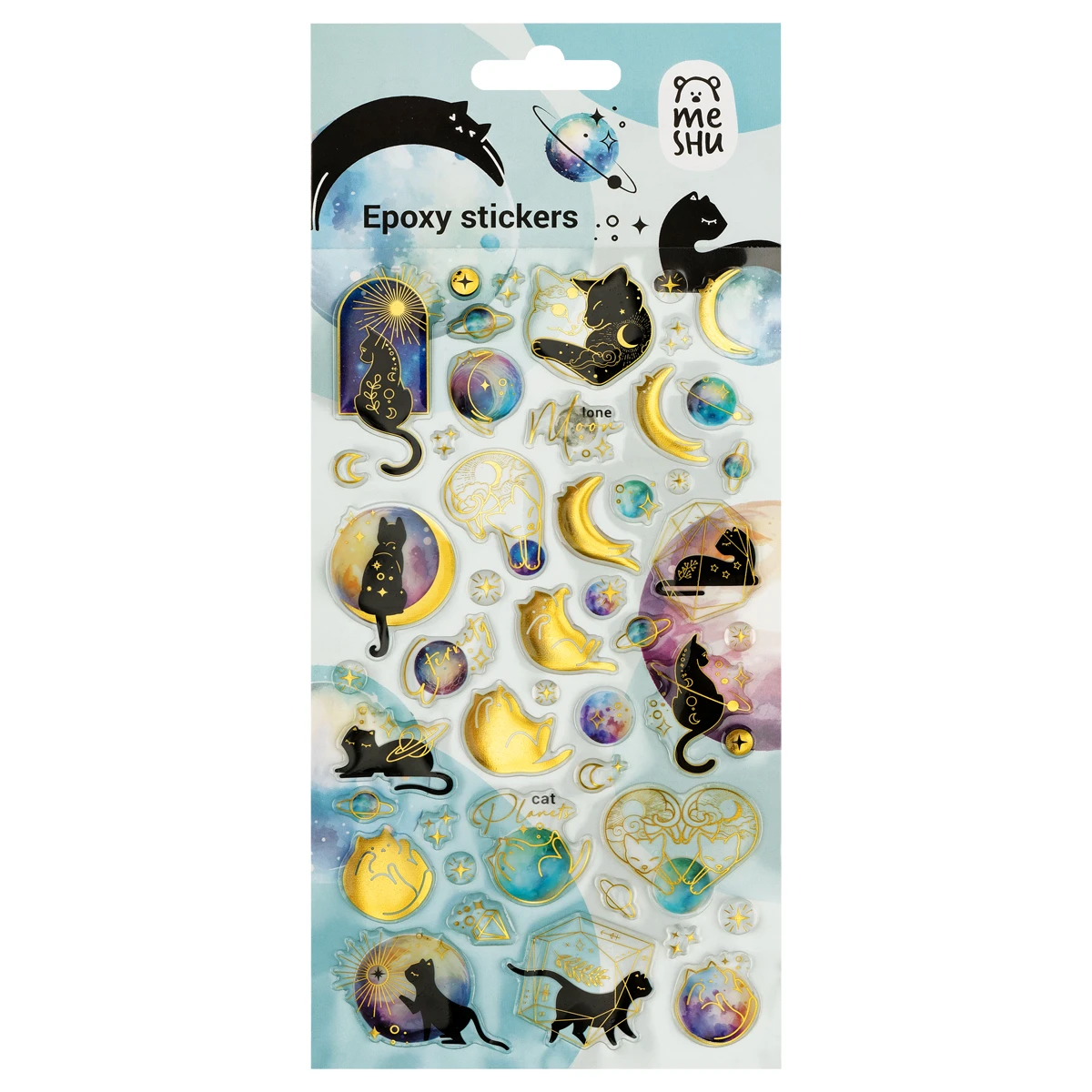 Abtibilduri decorative cu sclipici "Moon cat",10*23 см,MESHU