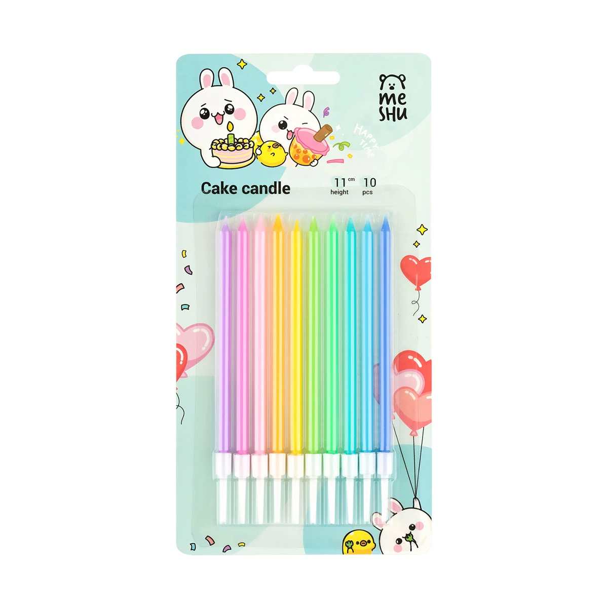 Lumanari pentru tort "Macaroon" div.cul. 11cm,10buc.MESHU