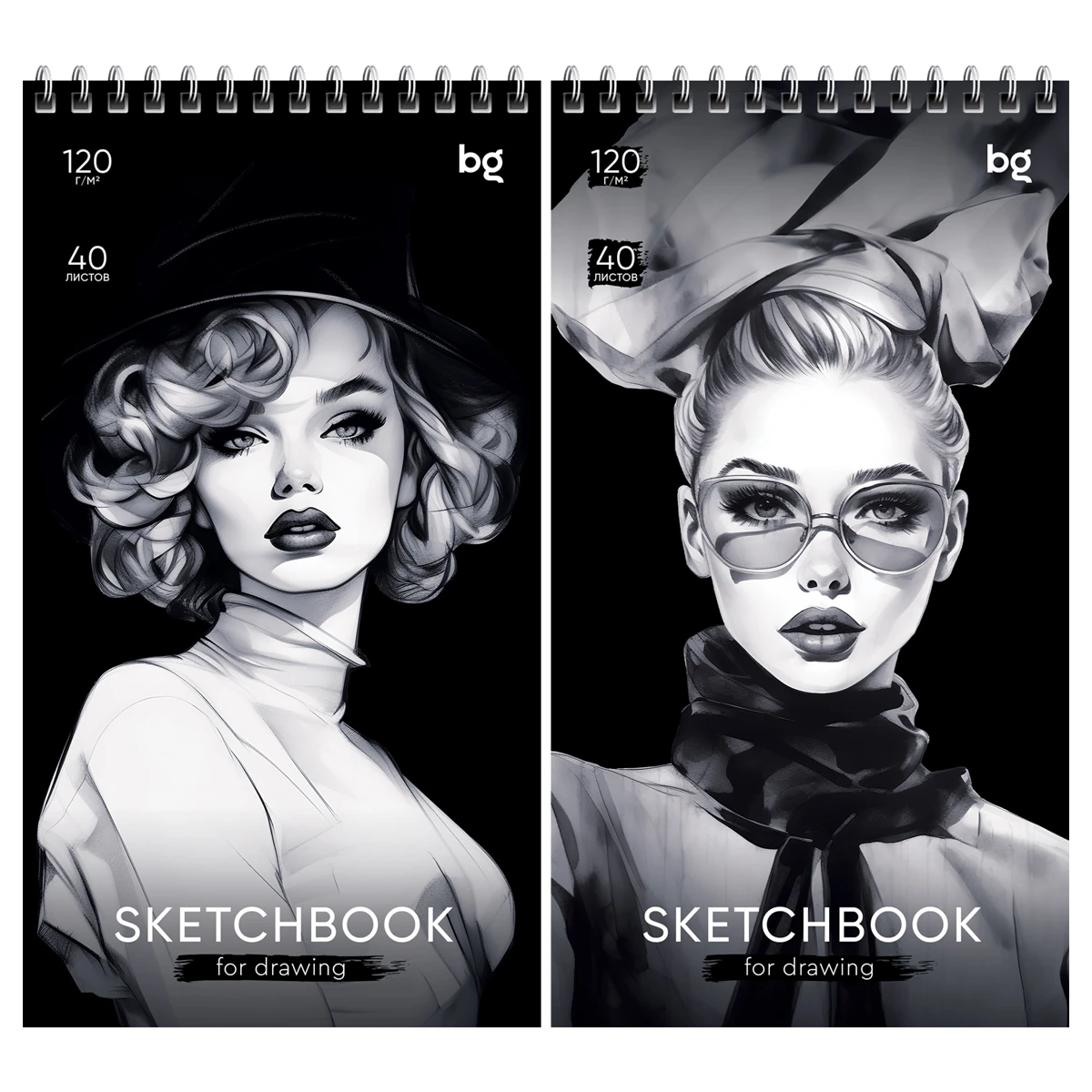Sketchbook 40foi,105*195мм, "Fashion Week", pe spira, 120gr/m2 / BG
