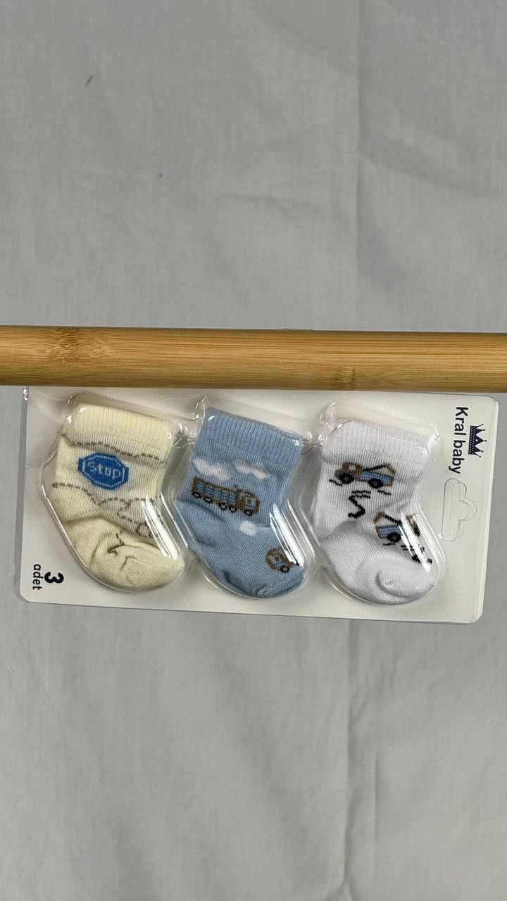 Set 3 perechi de sosete bebe unisex alb