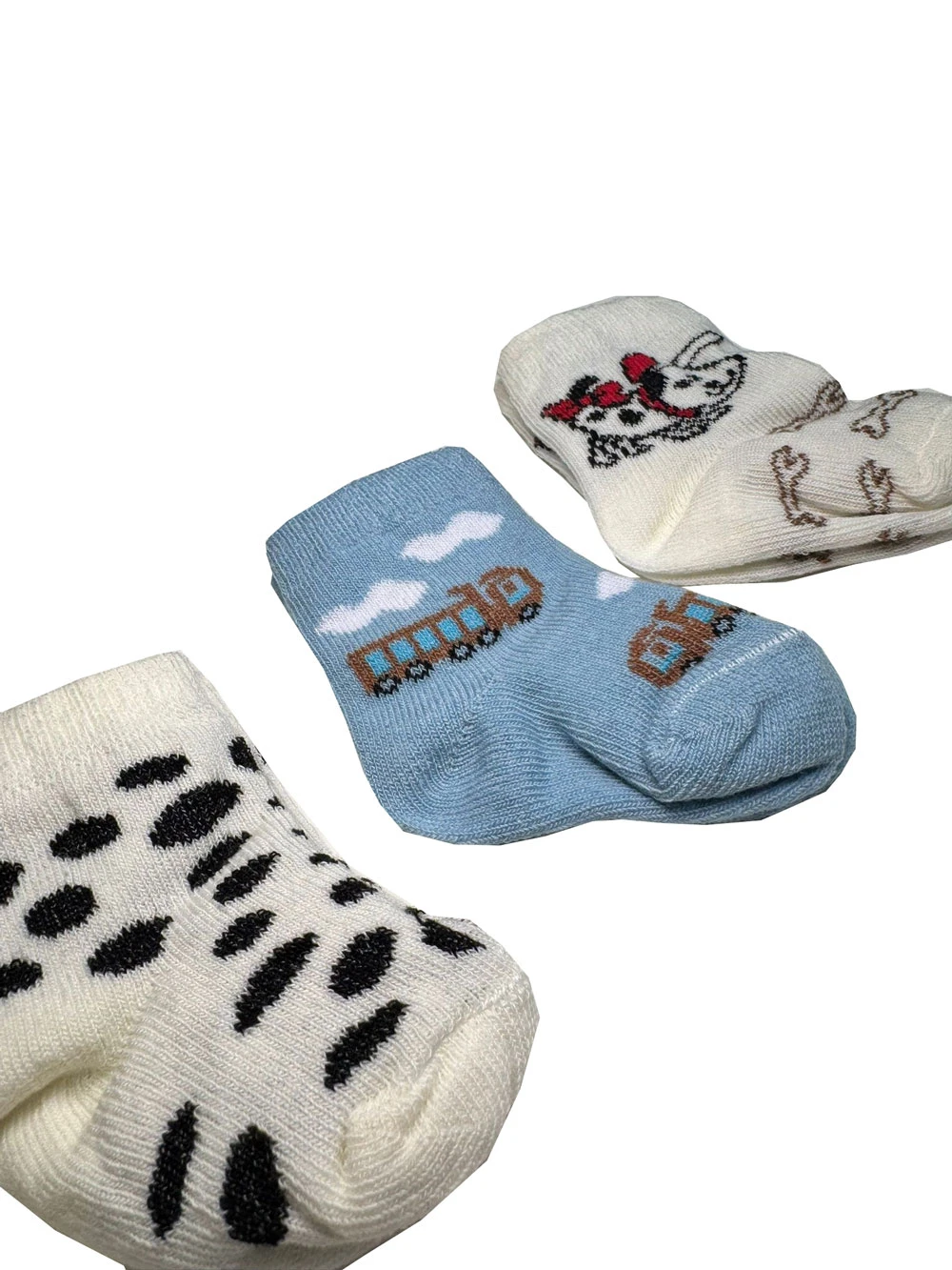 Set 3 perechi de sosete bebe unisex alb