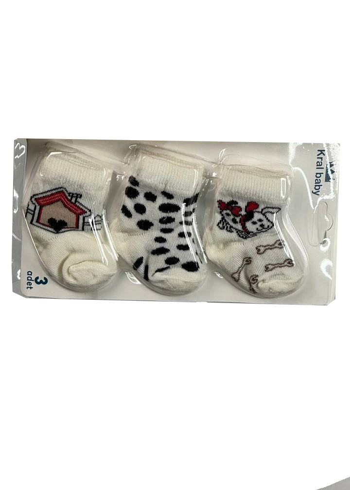 Set 3 perechi de sosete bebe unisex buline