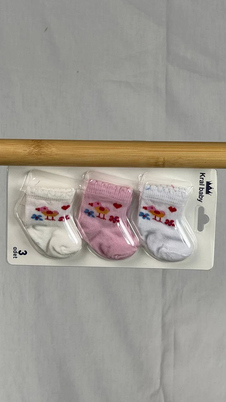 set 3 perechi de sosete bebe unisex roz