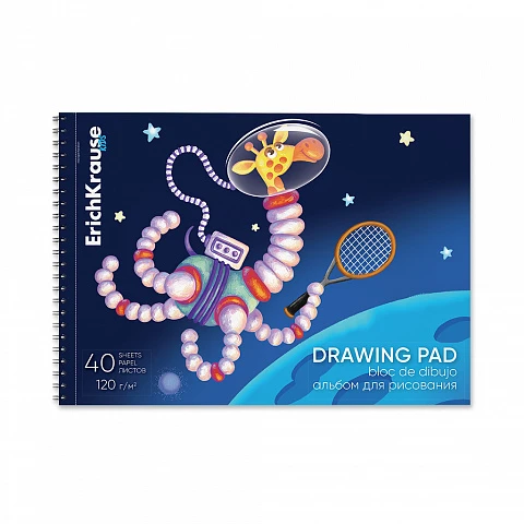 Album pentru desen pe spirală Space Animals, А4, 40 foi