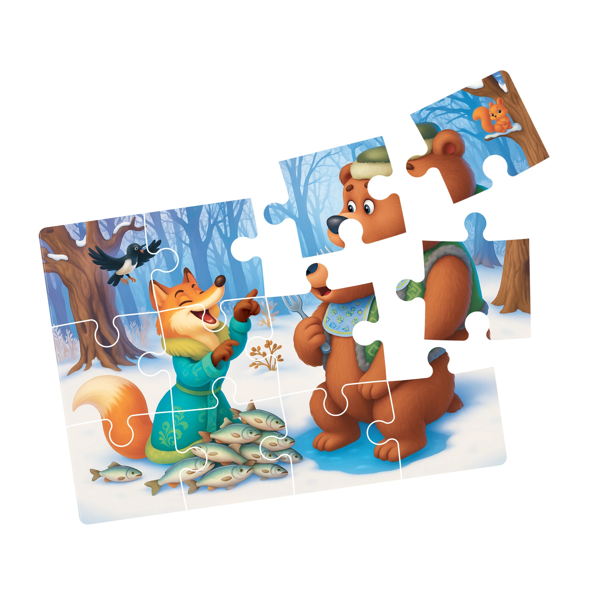 Puzzle 4in1, Ursul pacalit de vulpe