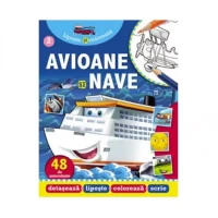 Avioane și nave. Lipește și colorează