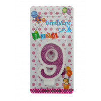 Lumânare cifra 9 Sclipici