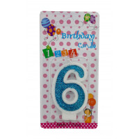 Lumânare cifra 6 Sclipici