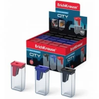 Ascutitoare plastic ErichKrause City, with container, assorted