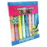 Carioci triangulare Jumbo cu sclipici, set 8 cul