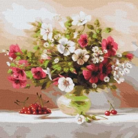 Tablou pe numere "Malve si visini" 40x40cm KHO2993