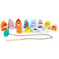 Jucarie din lemn cu pitici si sireturi (13piese)