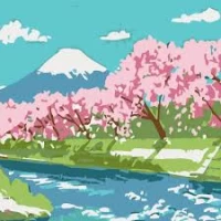 Tablou pe numere 20x20cm "Raul in Munti"/Strateg HH5898