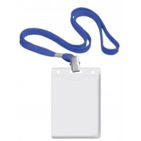 Ecuson plastic 90x58mm vertical cu siret albastru