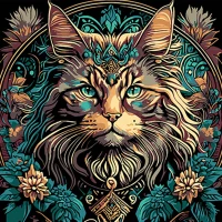 Tablou pe numere  30x30 cm "Magia pisicii și florilor"