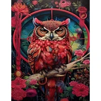 Mozaica cu Diamante 40x50 cm "Bufnița în flori"