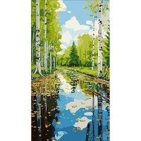 Tablou pe numere 50x25 cm "Pădurea de mesteacăn"