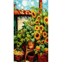 Tablou pe numere 50x25 cm "Floarea-soarelui lângă casă"