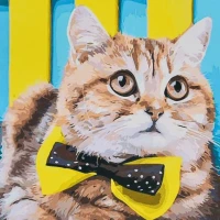 Mozaica cu Diamante 30x30 cm "Pisică cu papion"