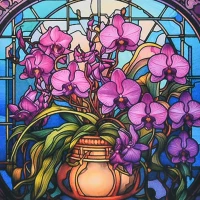 Mozaica cu Diamante 30x30 cm "Magia orhideelor"