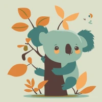 Tablou pe numere 20x20 cm "Koala pe creangă"