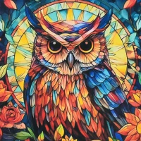 Mozaica cu Diamante 30x30 cm "Bufnița înțeleaptă"