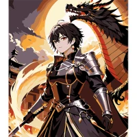 Tablou pe numere 30x40 cm "Anime. Putere si frumusețe"