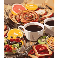 Tablou pe numere 30x40 cm "Dulciuri de dimineață lângă cafea"