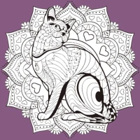 Set de desen Antistress 30x30 cm "Mandala cu pisică"