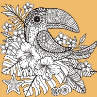 Set de desen Antistress 30x30 cm "Tucan în mijlocul tropicelor"