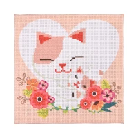 Broderie 20x20 cm "Pisica cu pisoi"