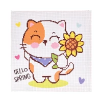 Broderie 30x30 cm "Pisoi cu floarea-soarelui"