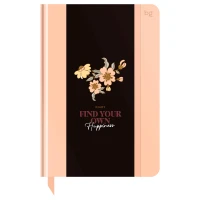 Agenda nedatata А5, 136foi, "Flowery. Peach", laminare lucioasa,folie de aluminiu,BG