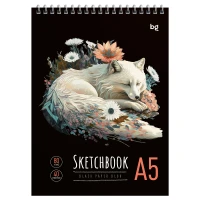 Sketchbook 40foi, А5 "Arctic fox", pe spira, bloc negru,80gr/m2 / BG