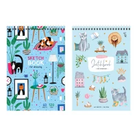 Sketchbook 60foi, А6 "Cats", pe spira, 120gr/m2 / ArtSpace